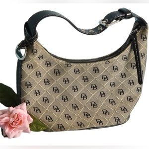 Dooney & Burke leather trim shoulder handbag, black/grey, vintage